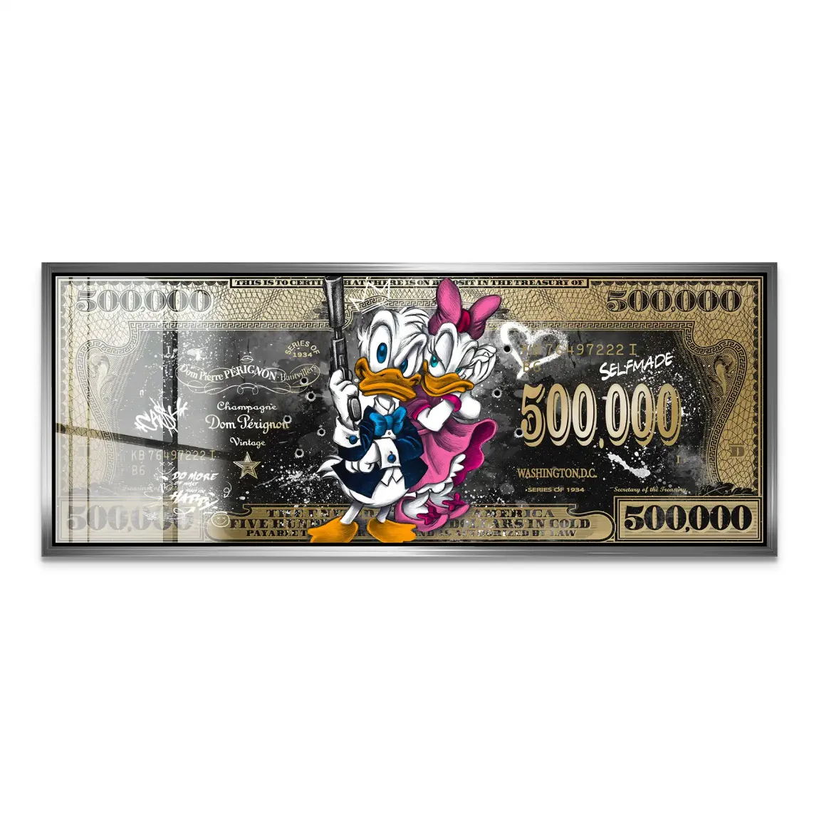 Donald & Daisy Duck Pop Art Dollar Acrylglas Bild INGALERIE