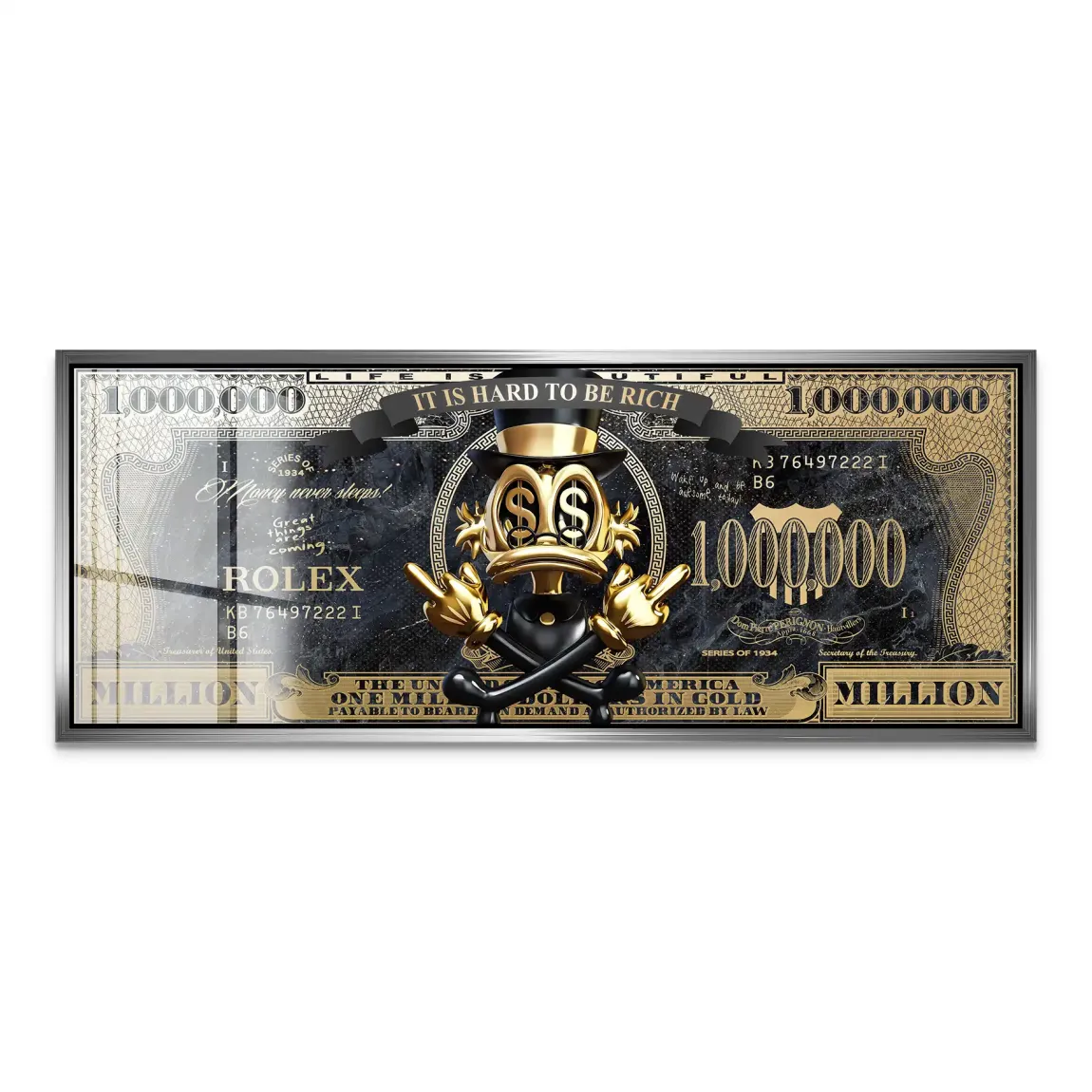 Dagobert Totenkopf Dollar Acrylglas Bild INGALERIE