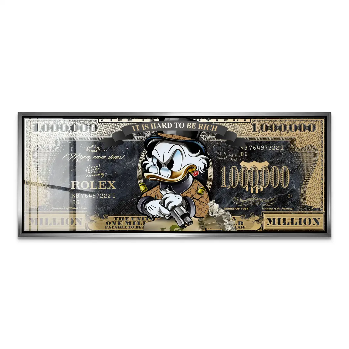 Dogobert Duck Cashed Out Pop Art DollarAcrylglas Bild INGALERIE