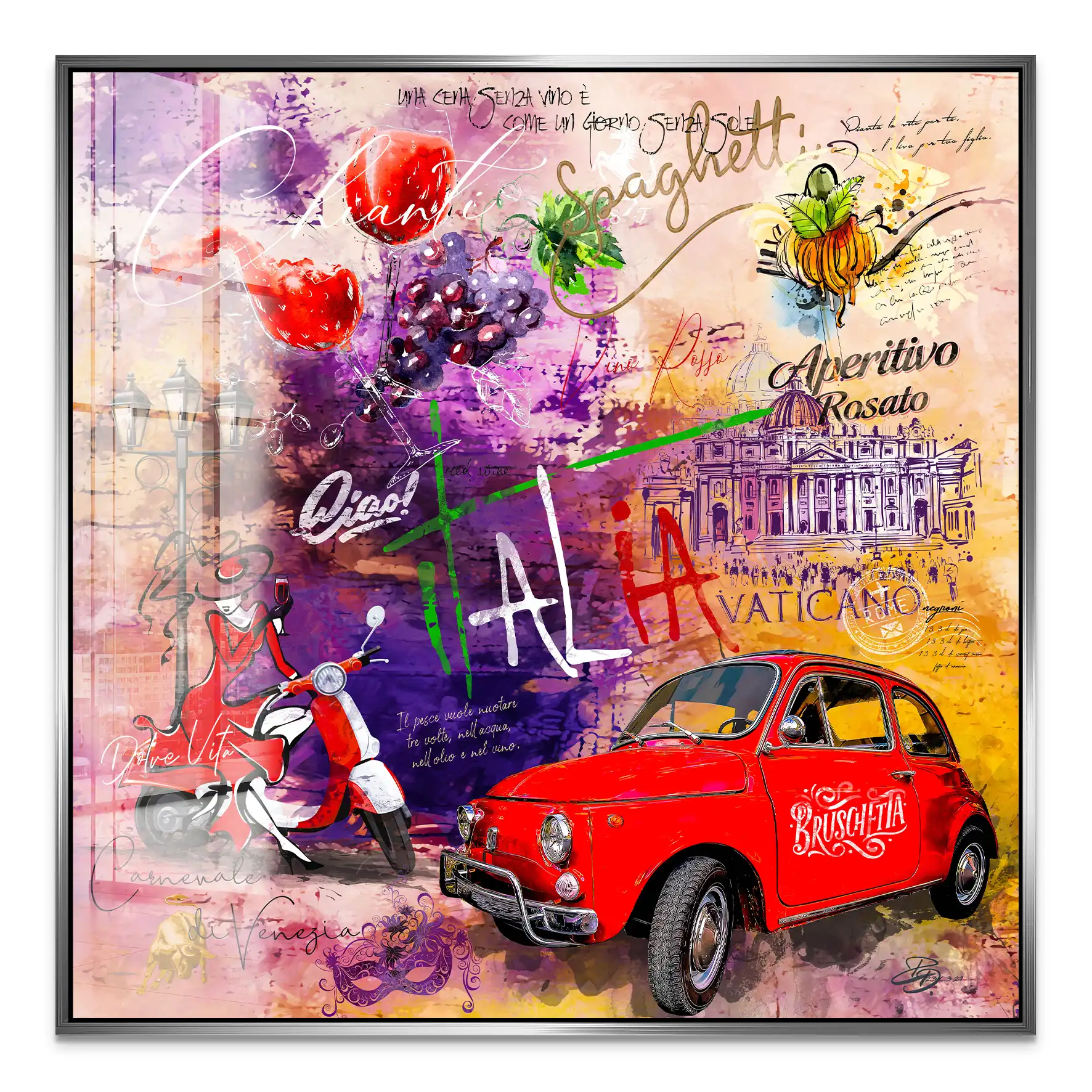 Italien Chianti Pop Art Acrylglas Bild INGALERIE