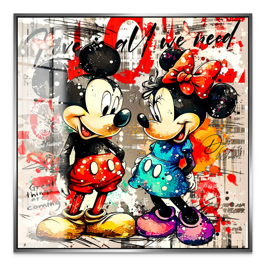 Micky Minnie Love Retro Acrylglas Bild INGALERIE