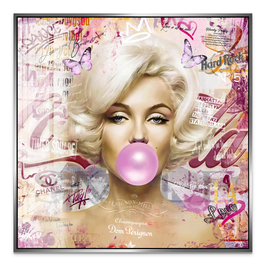 Marilyn Monroe Bubble Gum Pop Art Acrylglas Bild INGALERIE