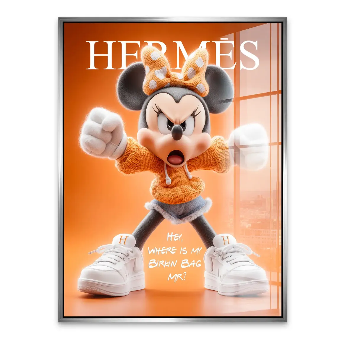 Orange Charm Minnie Maus Acrylglasbild