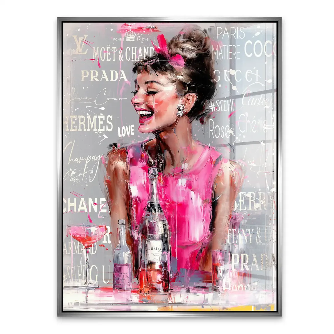 Champagne Bliss Audrey Hepburn Acrylglasbild