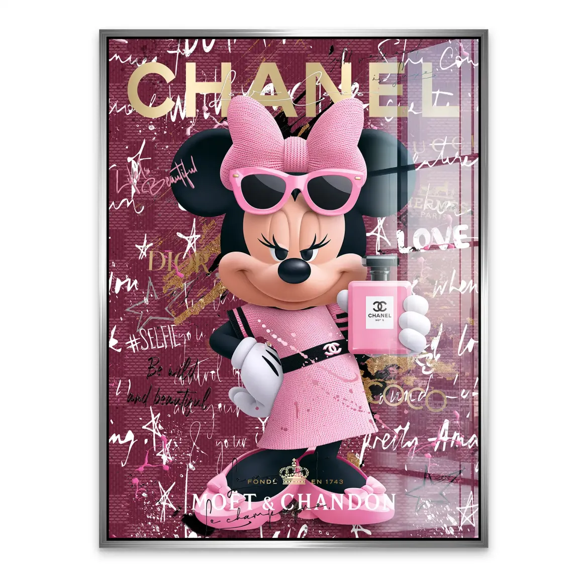Minnie Maus Glam Chanel Acrylglasbild