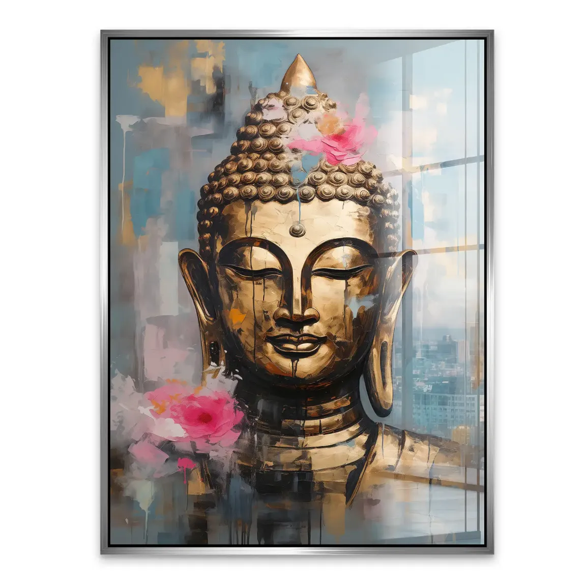Golden Lotus Buddha Acrylglasbild
