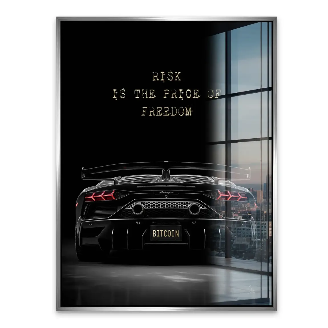 Lambo Bitcoin Acrylglasbild