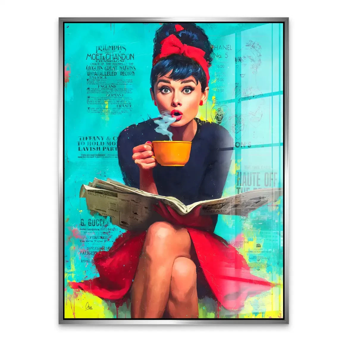 Audrey Heburn News Pop Art Acrylglas Bild INGALERIE