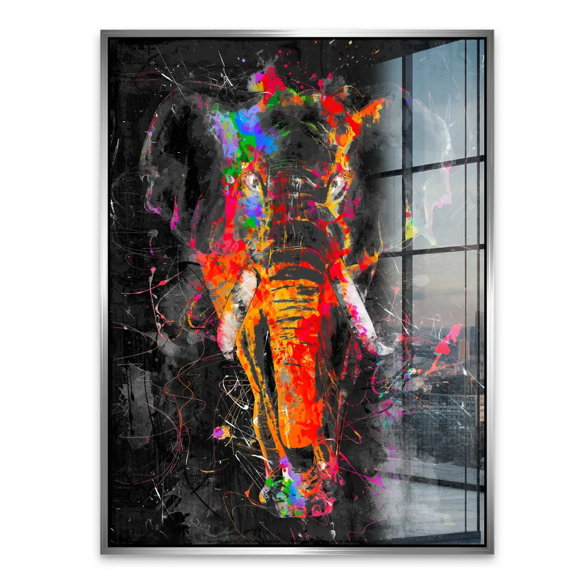 Bunter Elefant Acrylglasbild