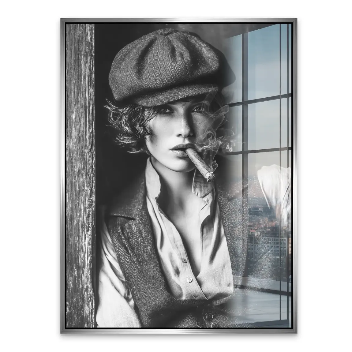 Smoke & Secrets Beauty in schwarz weiss Acrylglasbild INGALERIE