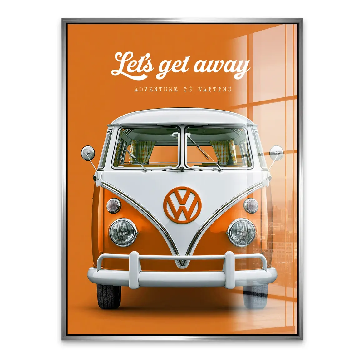 Orange VW Bulli Acrylglasbild