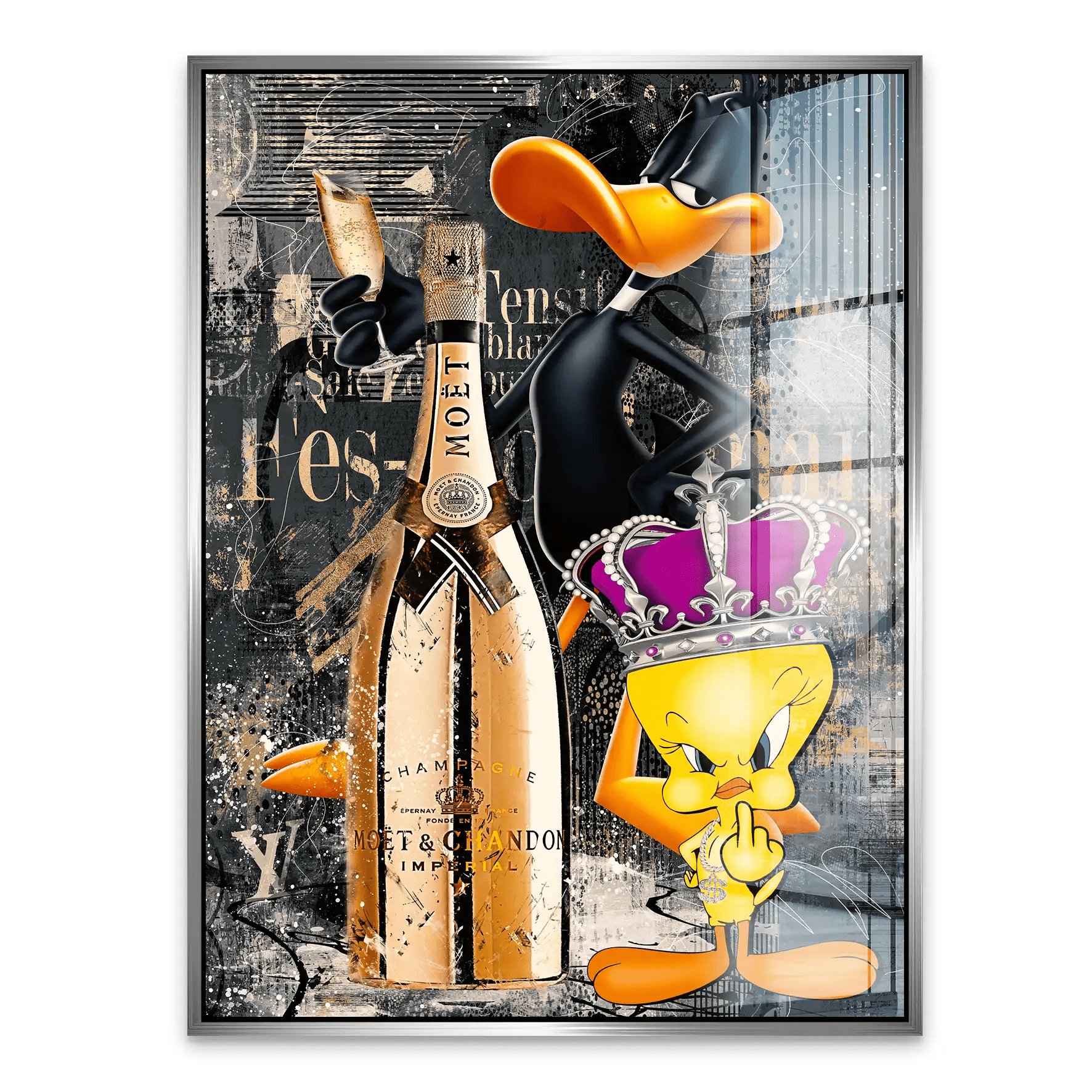 Duffy & Tweety Champagner Pop Art Acrylglas Bild INGALERIE