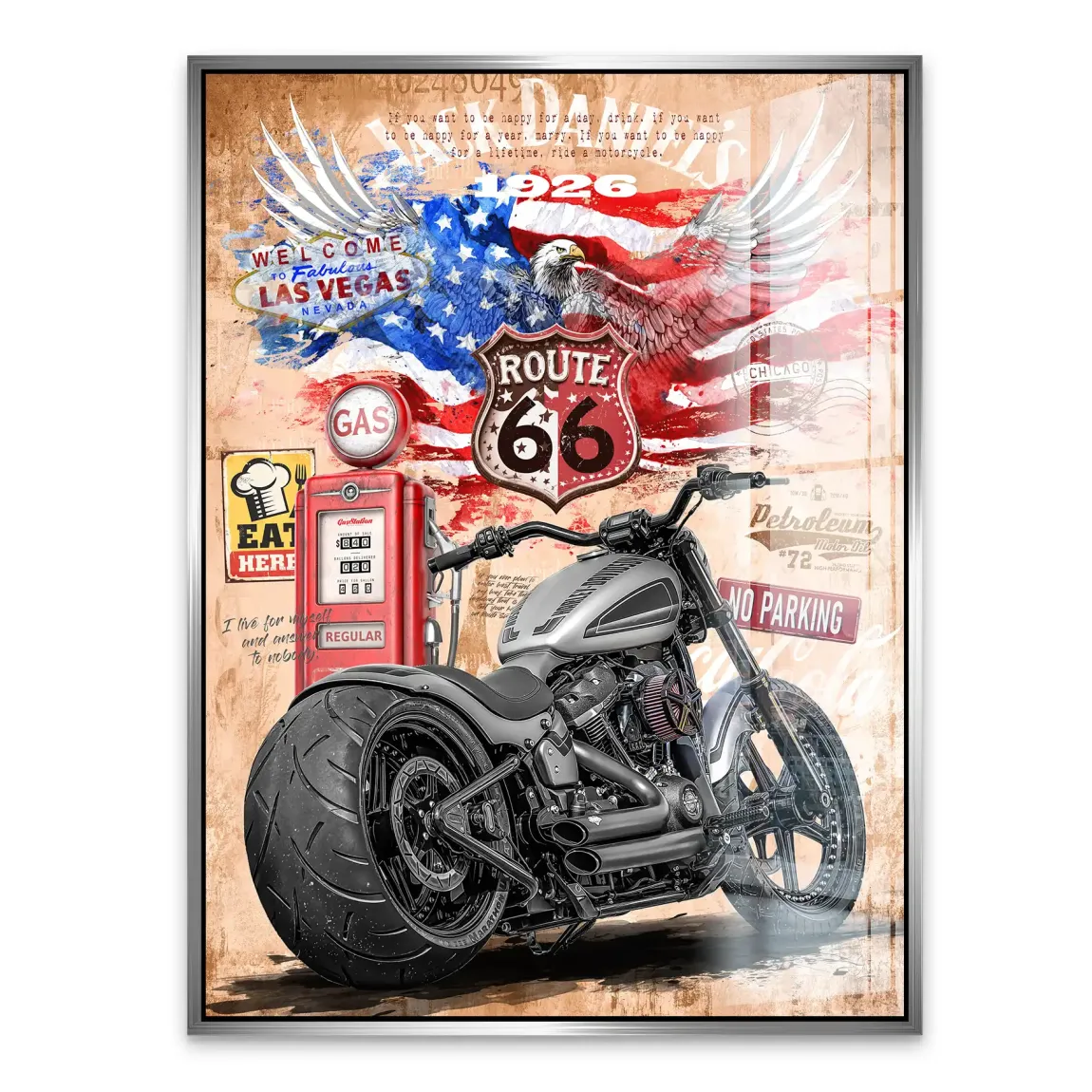 Harley Route 66 Acrylglasbild