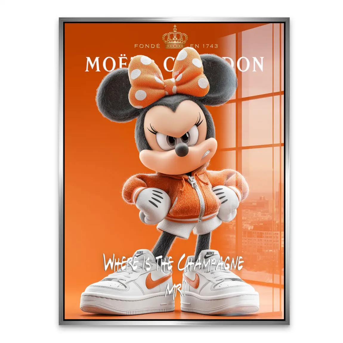 Champagne Mood Minnie Maus Acrylglasbild