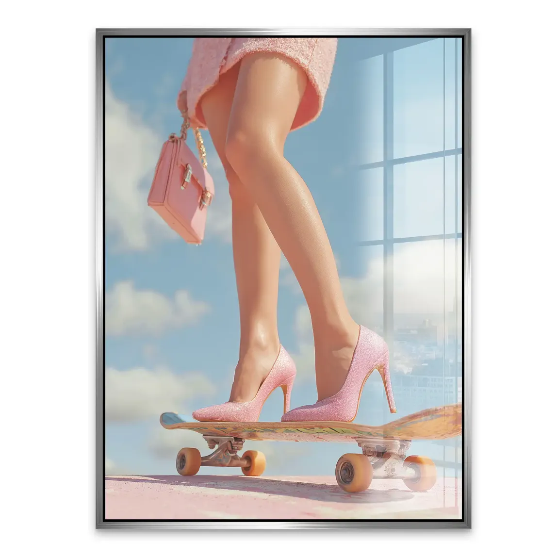Pink Skate Acrylglasbild