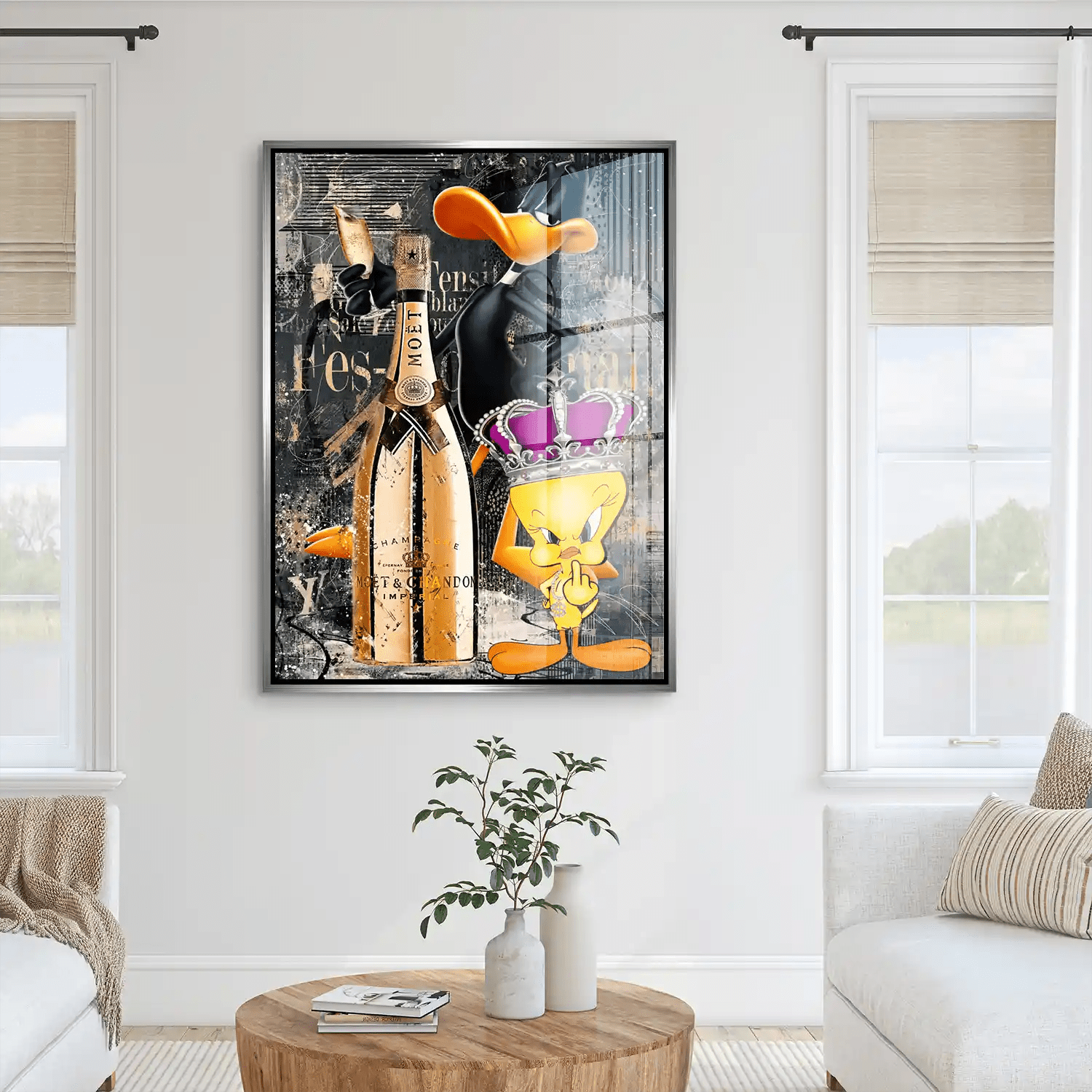 Duffy & Tweety Champagner Pop Art Acrylglas Bild INGALERIE