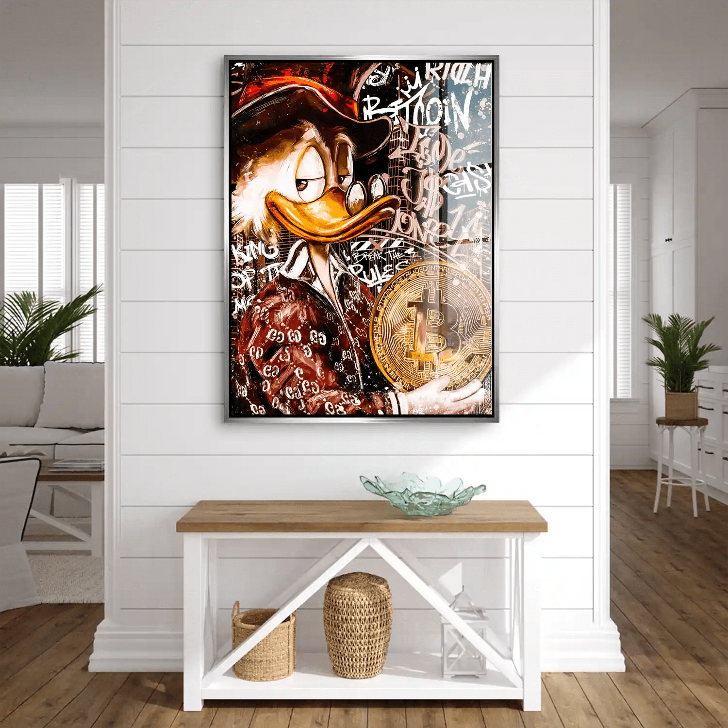 Dagobert Bitcoin Retro Pop Art Acrylglas Bild INGALERIE