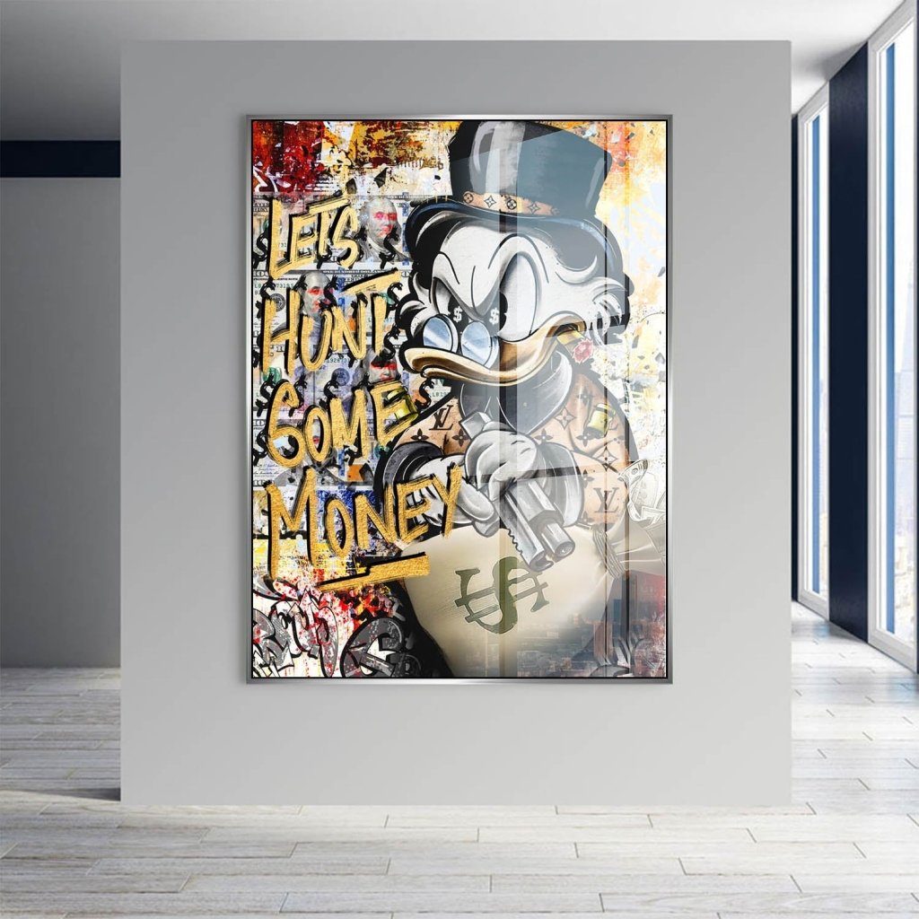 Dagobert Duck Let's Hunt Pop Art Acrylglas Bild INGALERIE