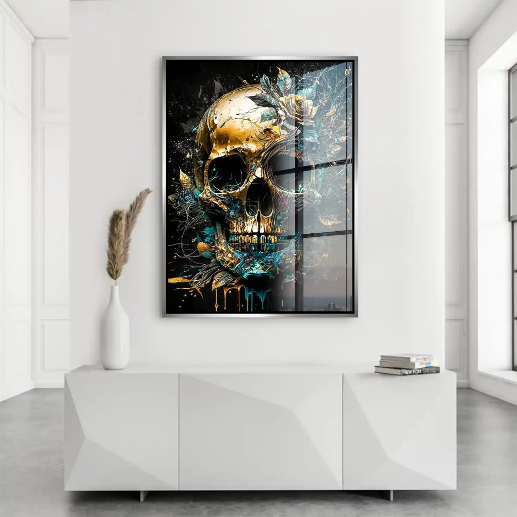 Totenkopf Gold Style Acrylglasbild INGALERIE