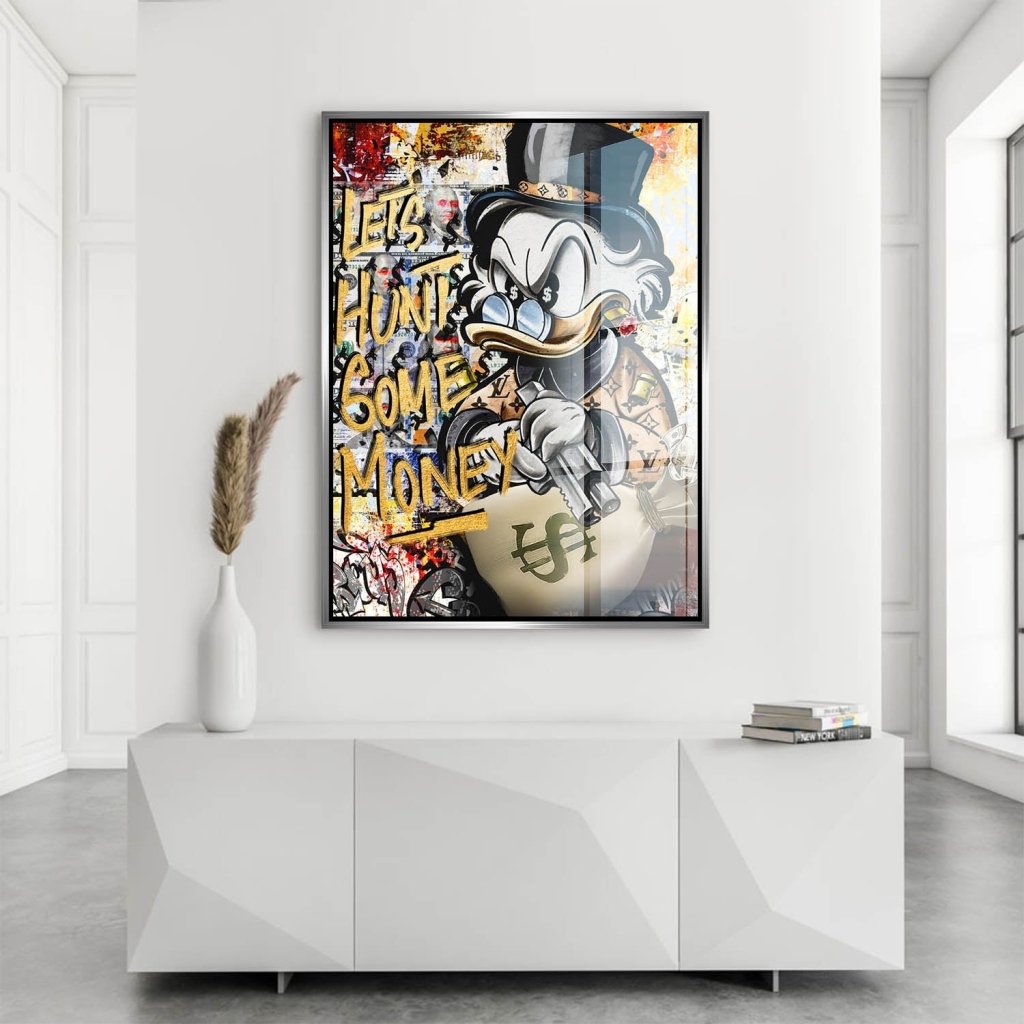 Dagobert Duck Let's Hunt Pop Art Acrylglas Bild INGALERIE
