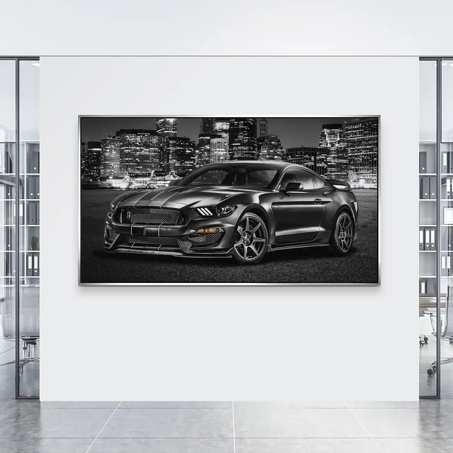 Ford Mustang Black City Aludibond Bild INGALERIE