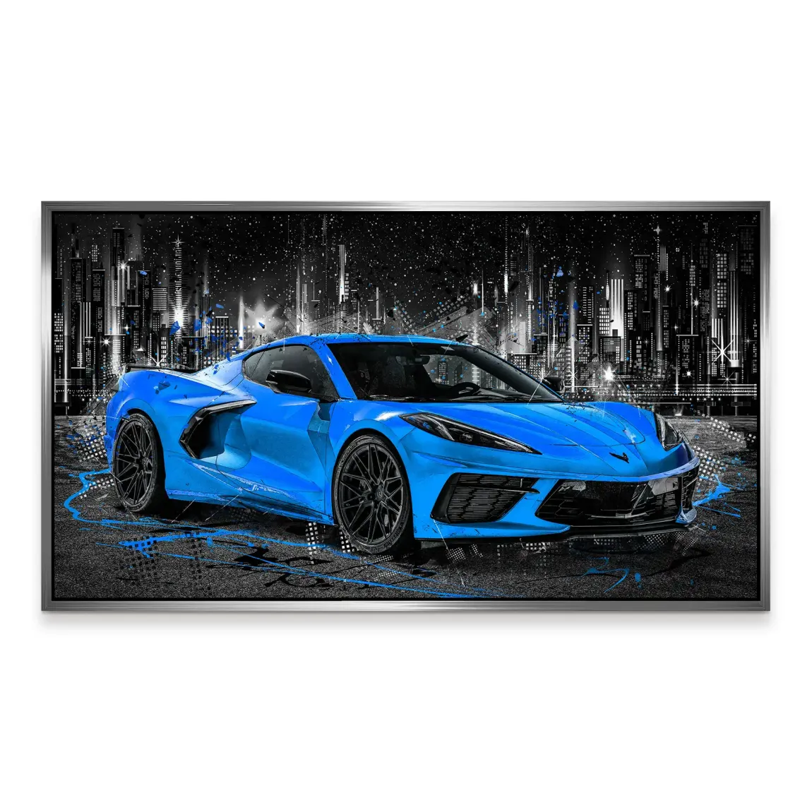 Corvette C8 Abstrak Blue Style Aludibond Bild INGALERIE