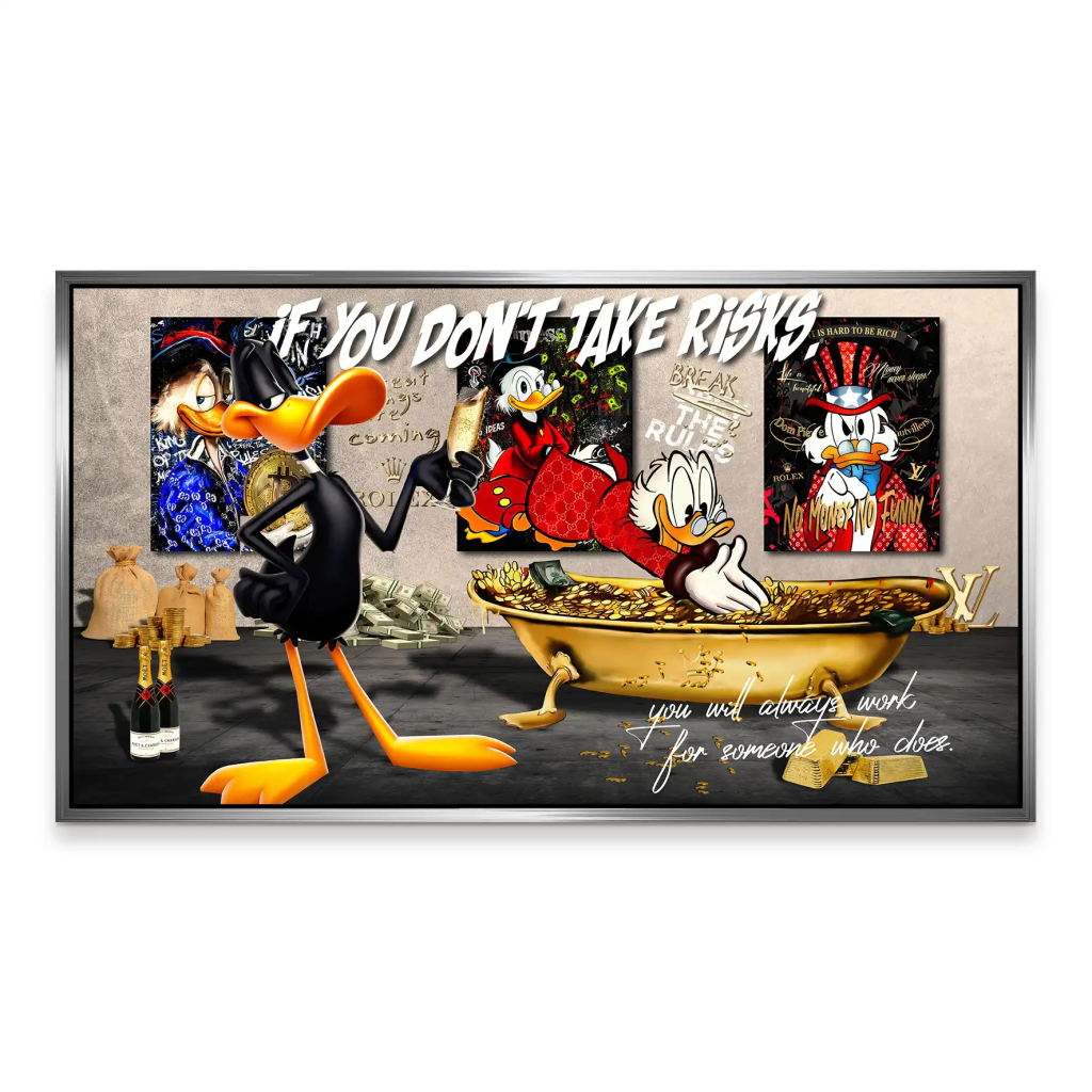 Duffy u. Dagobert Risk Pop Art Aludibond Bild INGALERIE