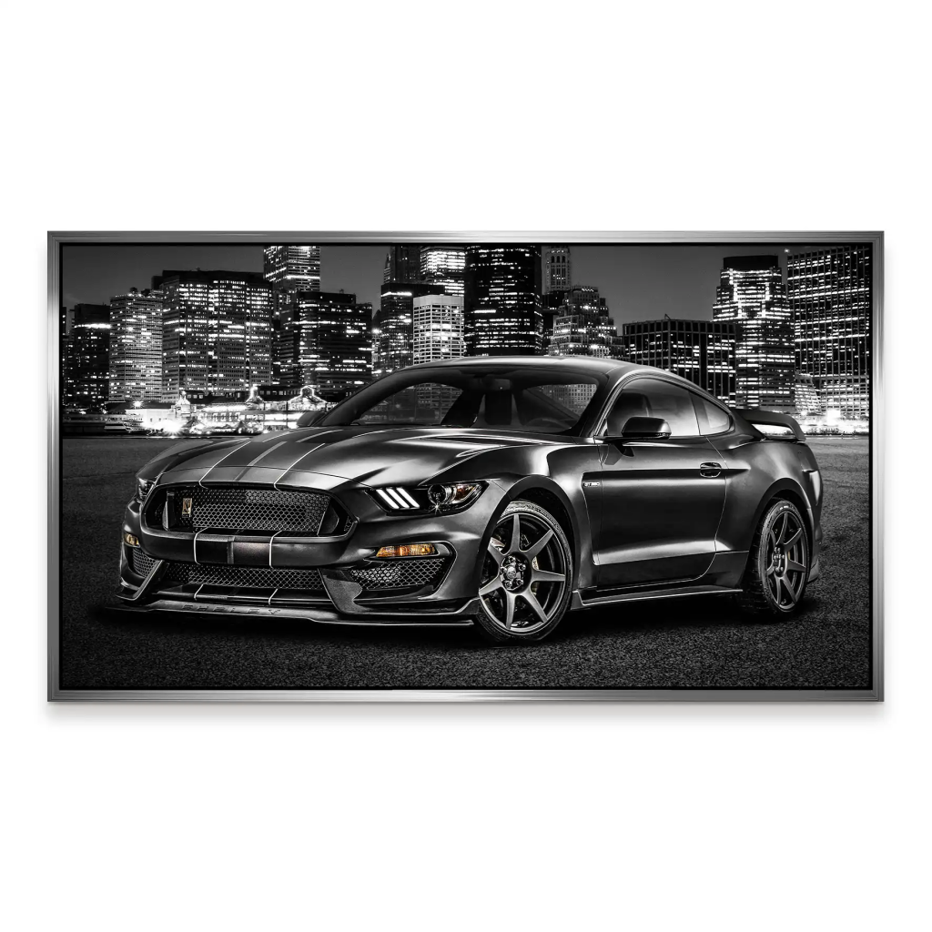 Ford Mustang Black City Aludibond Bild INGALERIE