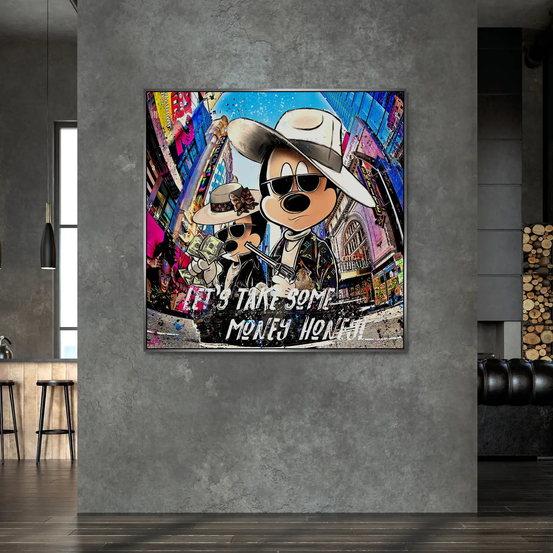 Micky & Minnie Gangster Goes Shopping AluDibond Bild INGALERIE