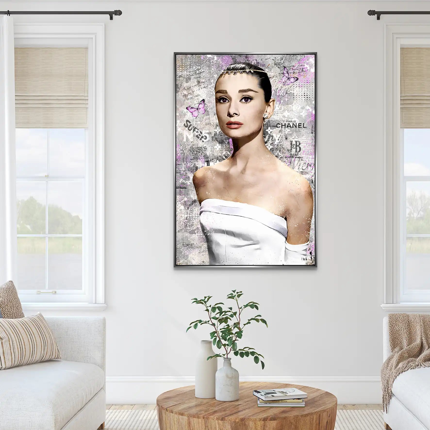Audrey Hepburn Silver Style Pop Art AluDibond Bild INGALERIE