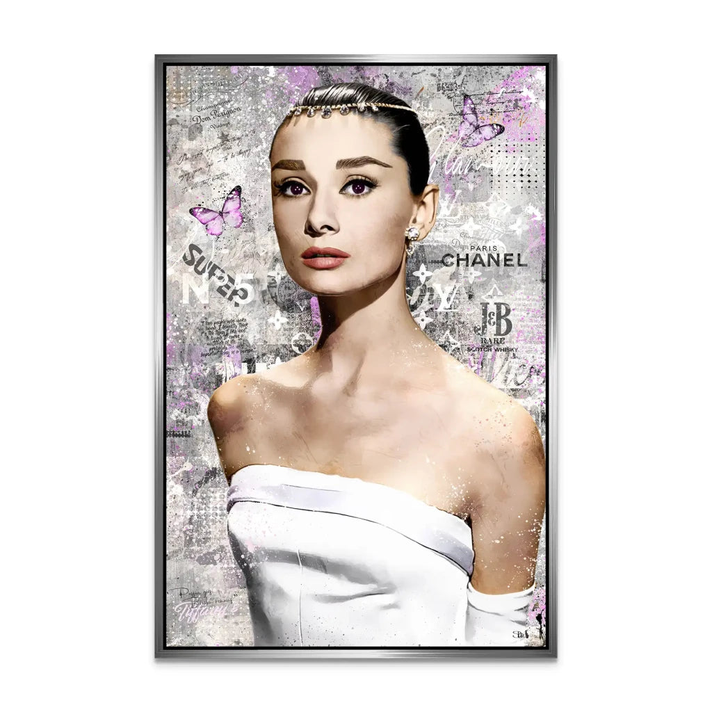 Audrey Hepburn Silver Style Pop Art AluDibond Bild INGALERIE