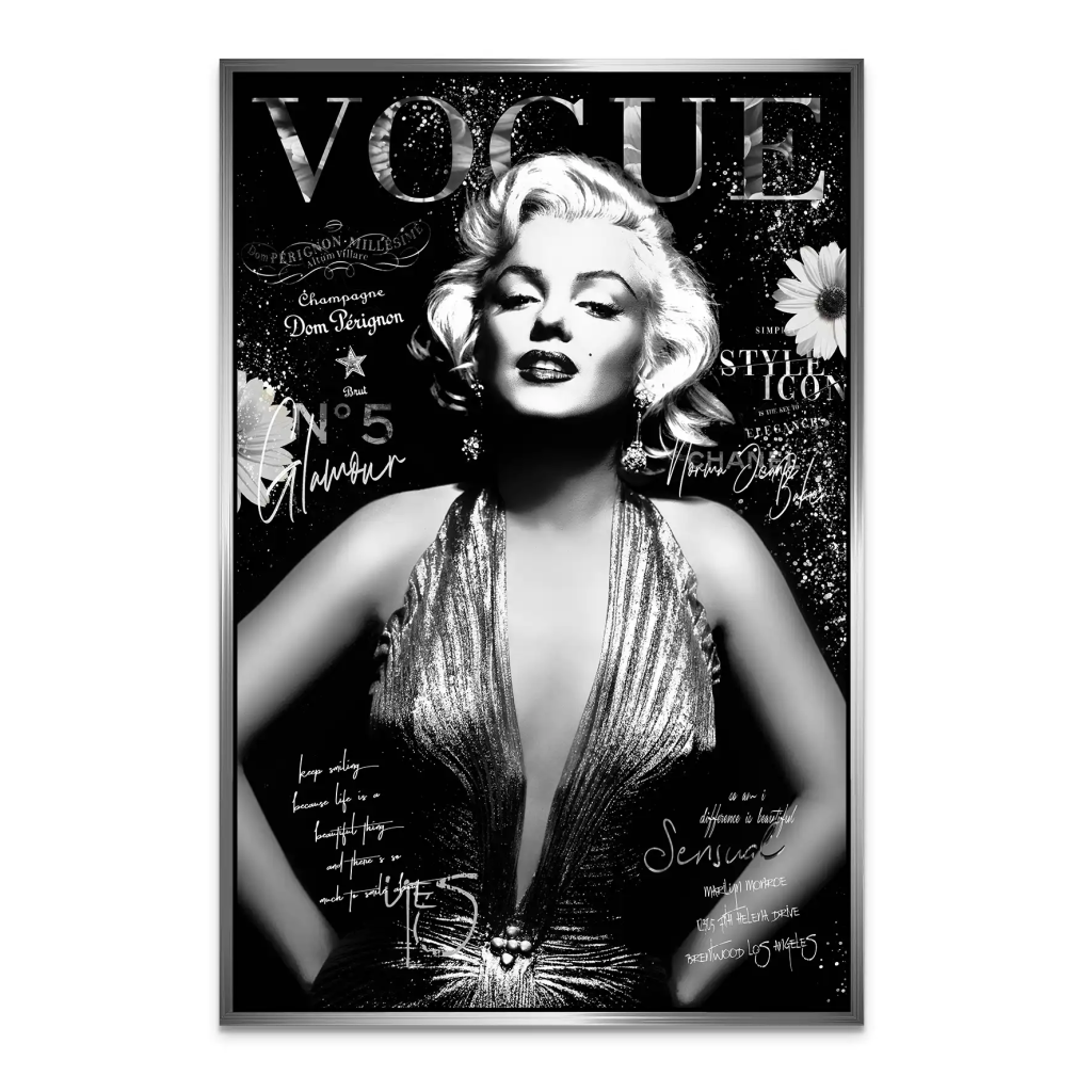 Marilyn Monroe Black Vogue AluDibond Bild INGALERIE