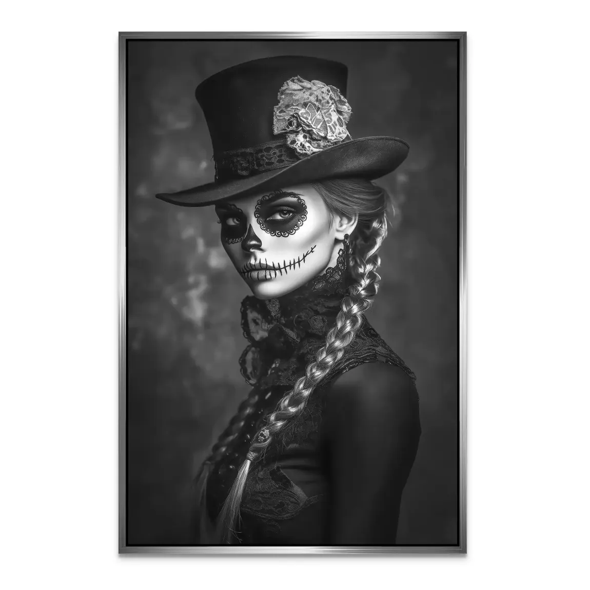La Catrina Noir – Stil trifft Schattenkunst Bild auf Alu Dibond INGALERIE