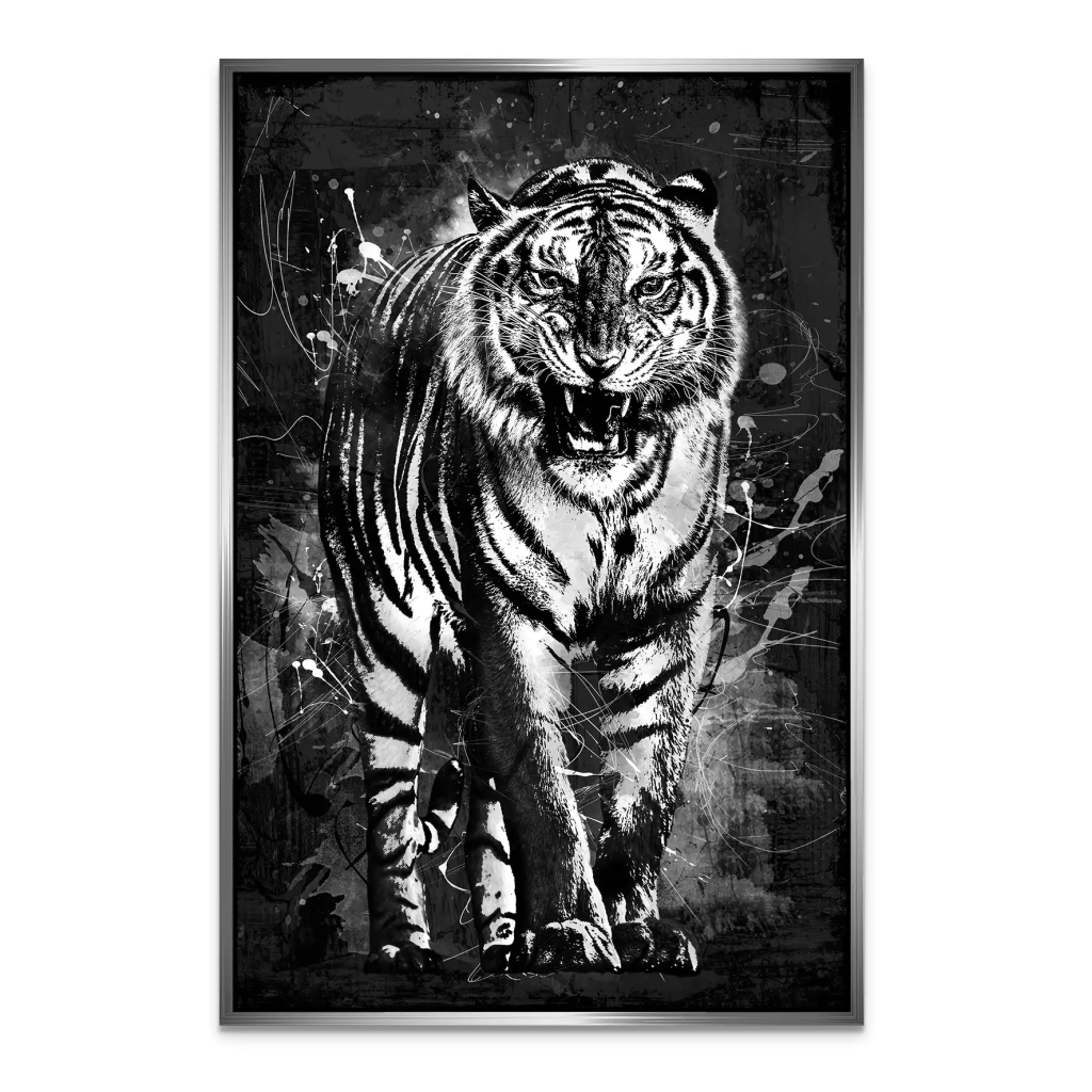 Tiger Abstrakt Black AluDibond Bild INGALERIE