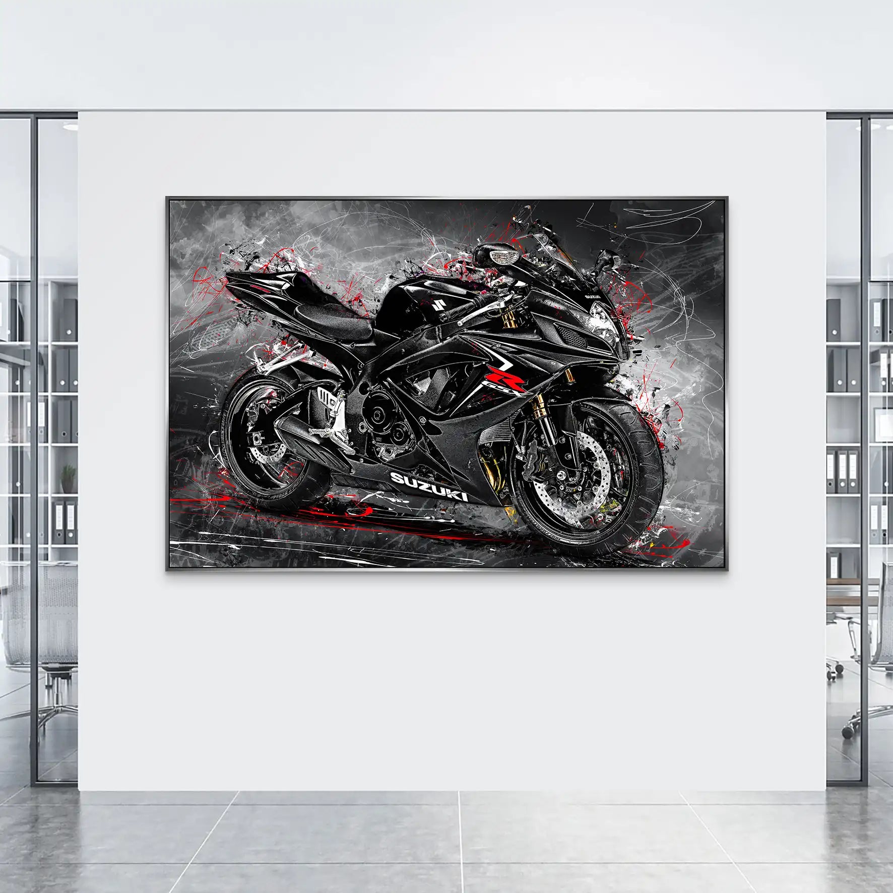 Suzuki GSXR 600 Abstrakt Black AluDibond Bild INGALERIE