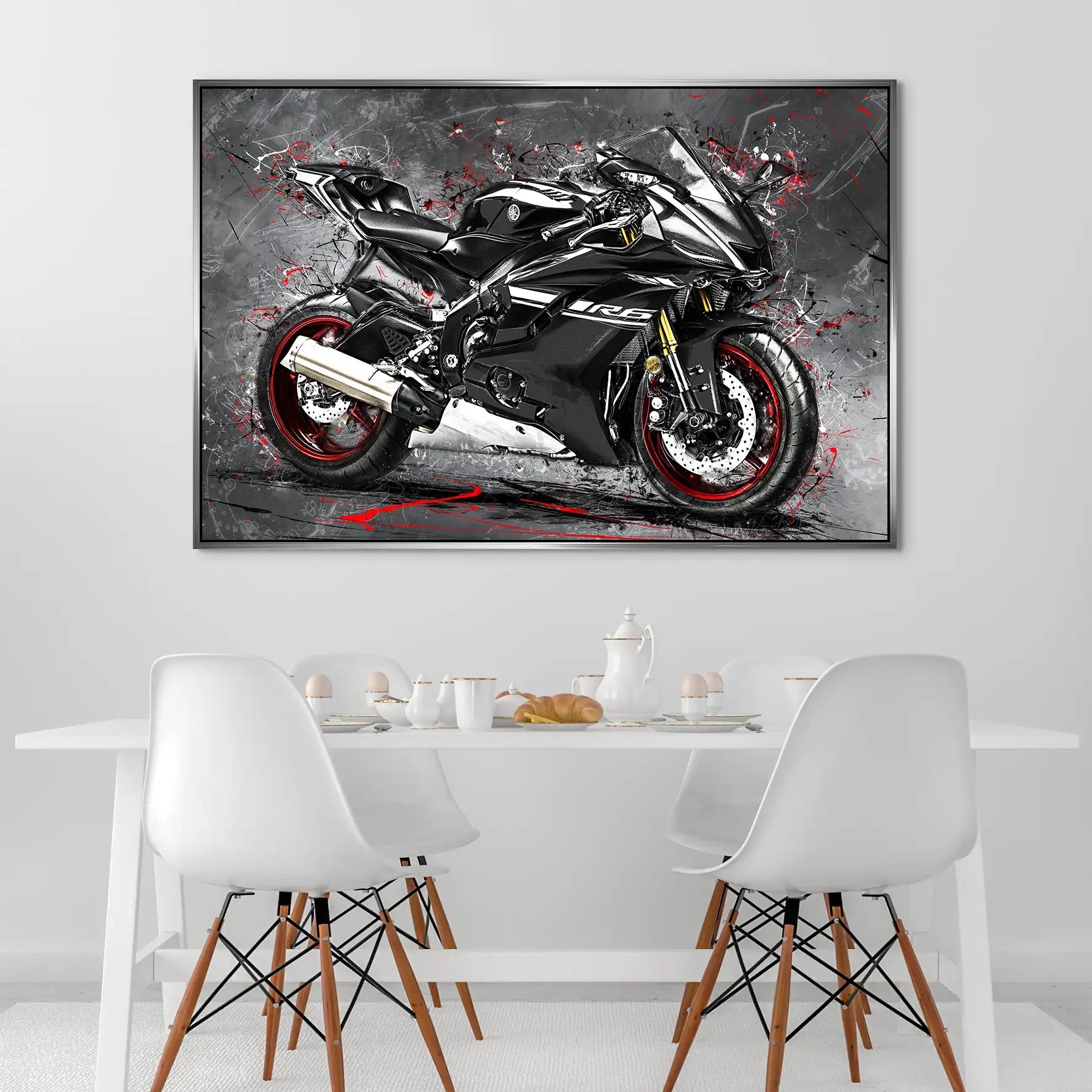 Yamaha R6 Abstrakt Black AluDibond Bild INGALERIE