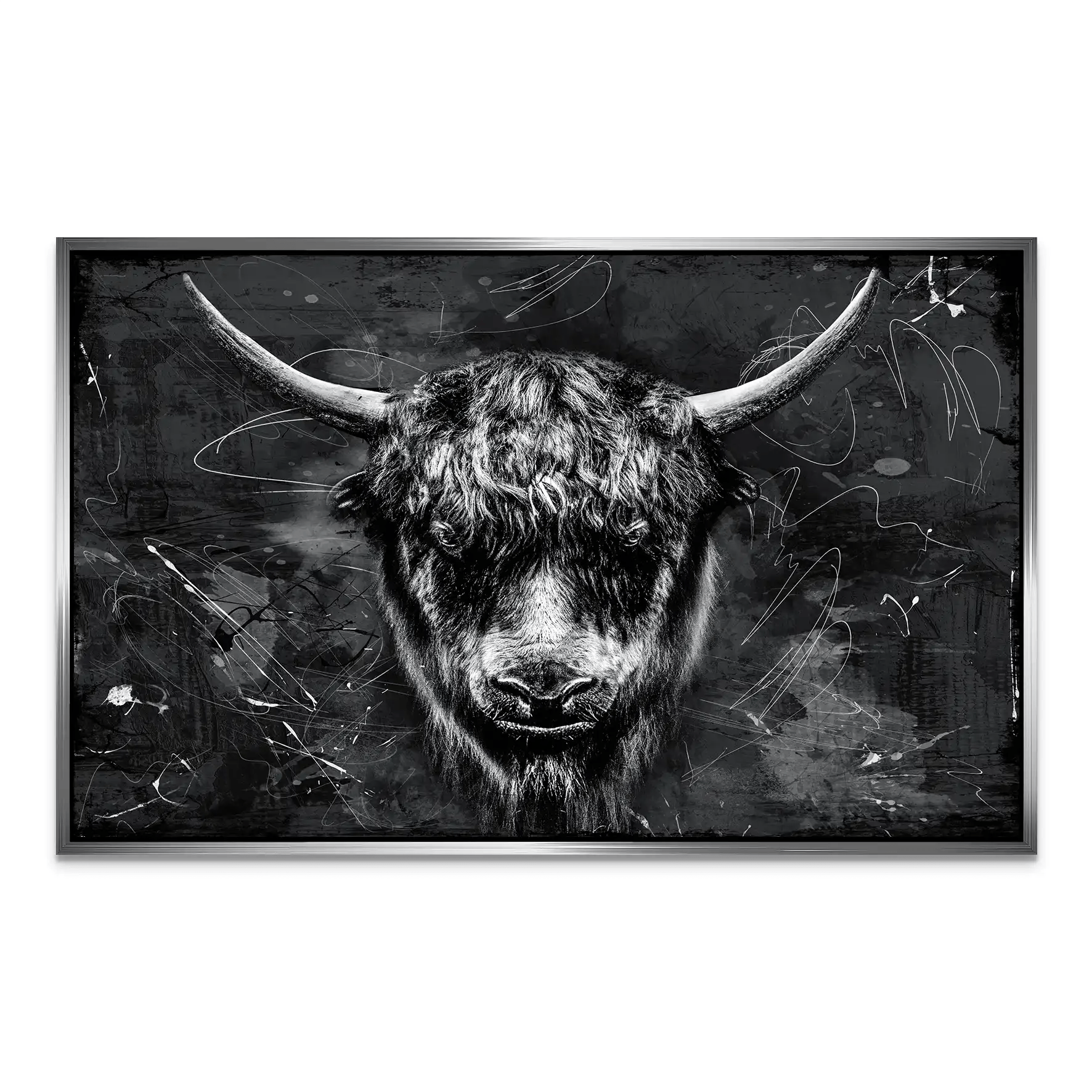Yak Highland Abstrakt Black AluDibond Bild INGALERIE