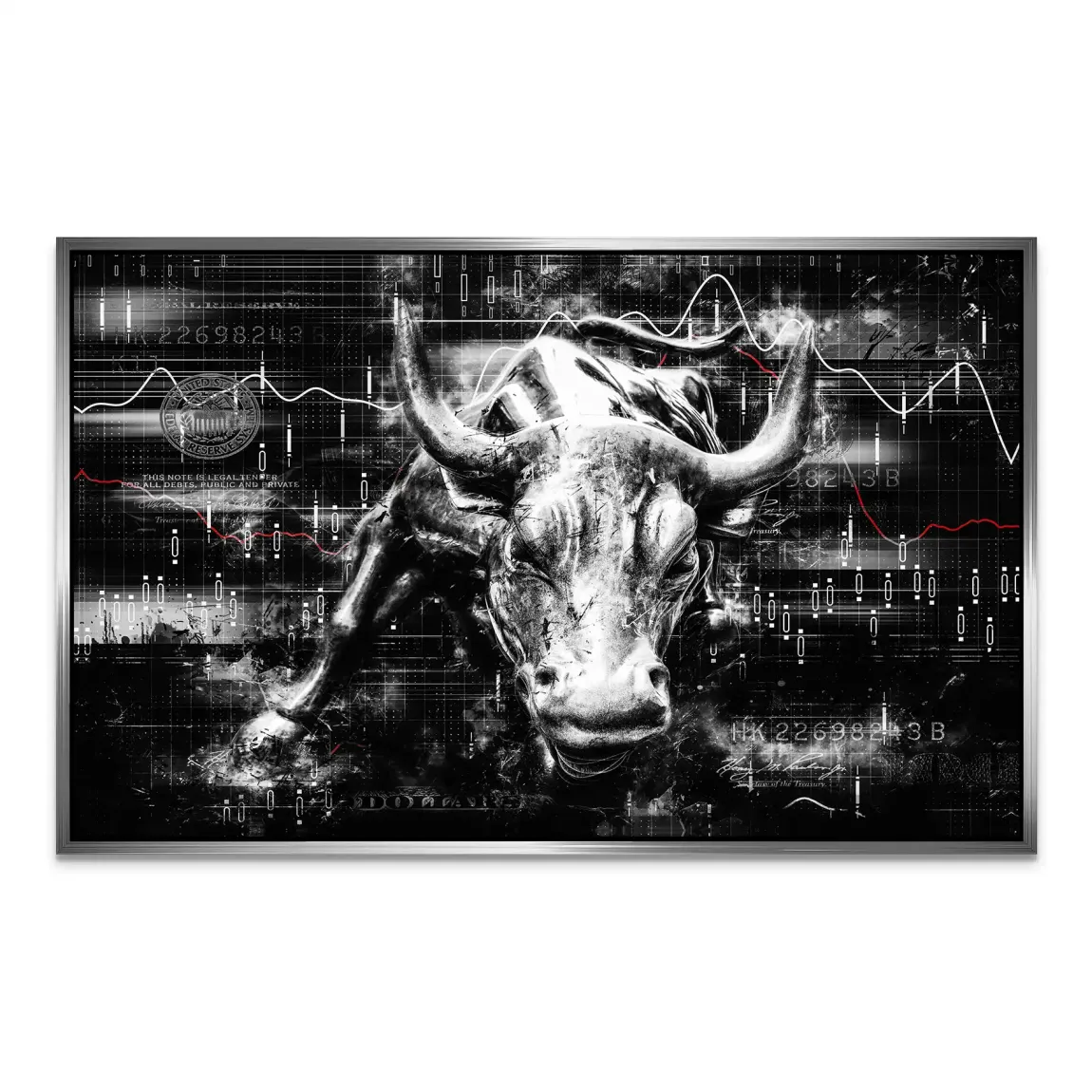 Börsenbulle Noir AluDibond Wandbild