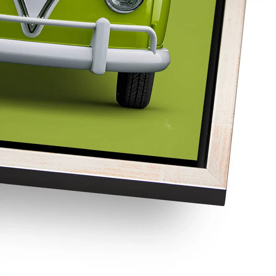 Green VW Bulli Alu Dibond Wandbild
