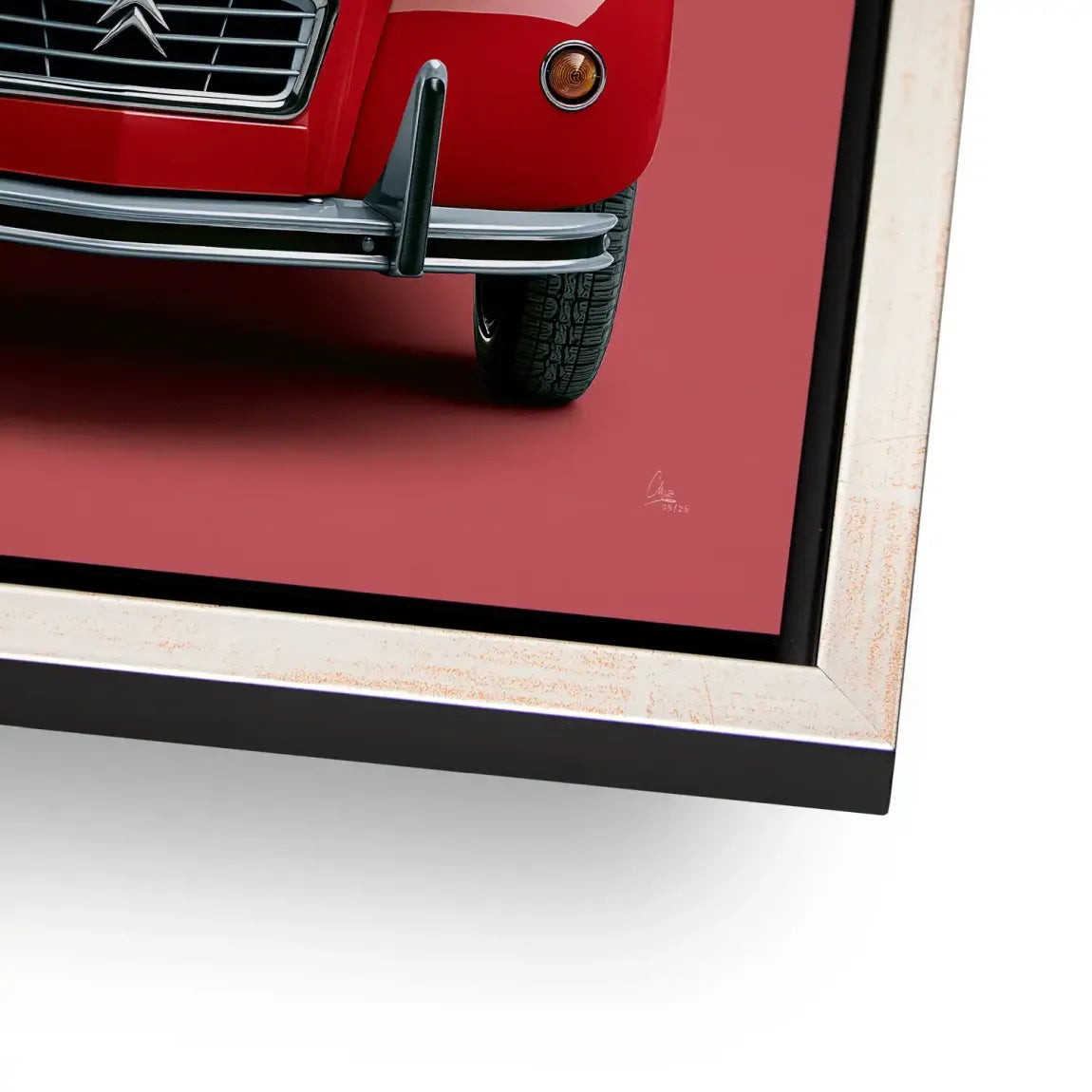 Citroen 2CV Rouge Alu Dibond Wandbild