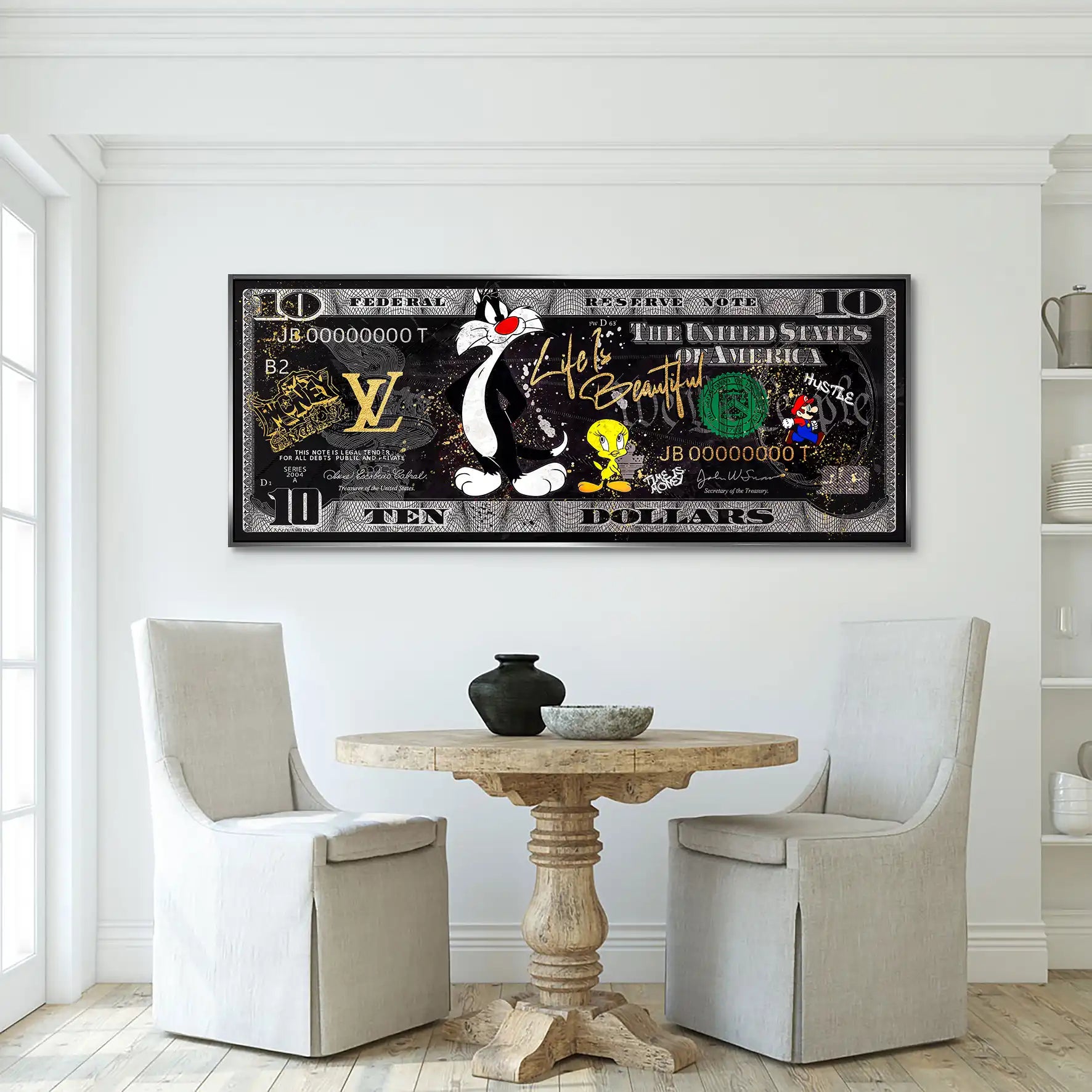 Tweety und Sylvester Hustle Dollar AluDibond Bild INGALERIE