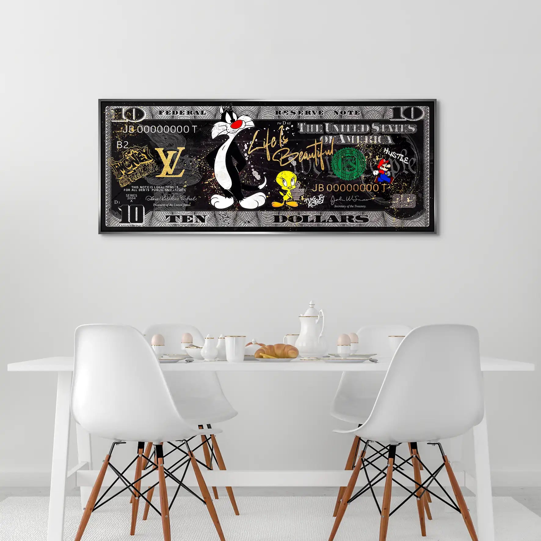 Tweety und Sylvester Hustle Dollar AluDibond Bild INGALERIE