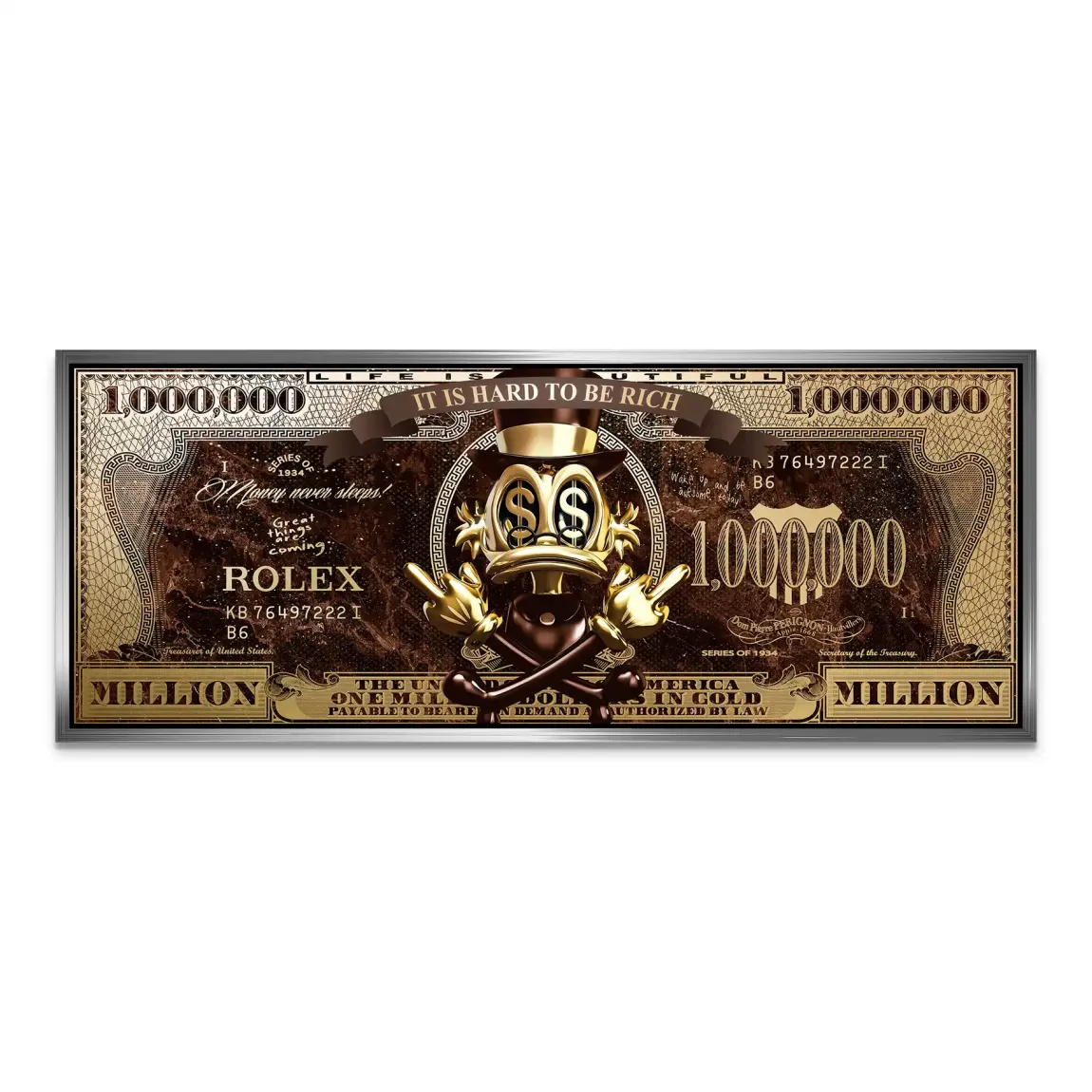 Dagobert Totenkopf Retro Dollar AluDibond Bild INGALERIE