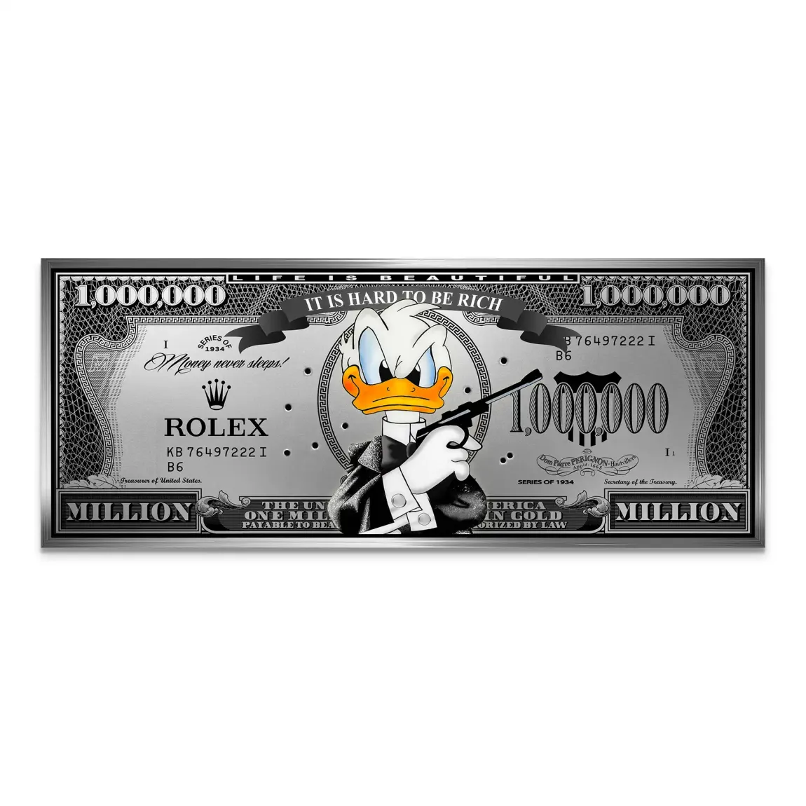Donald Duck License to Bill Pop Art Dollar AluDibond Bild INGALERIE