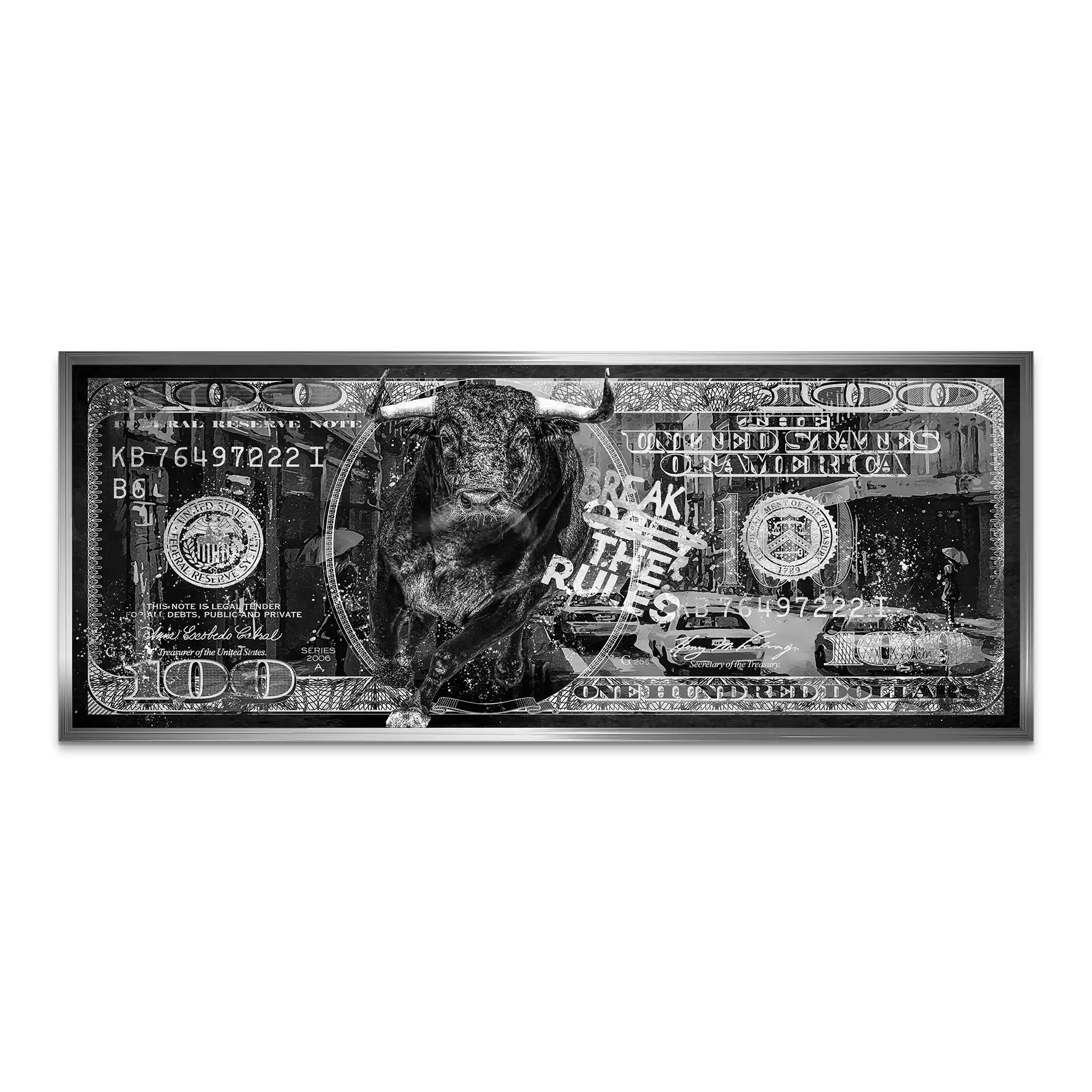 Dollar Stier NY Rules Black AluDibond Bild INGALERIE