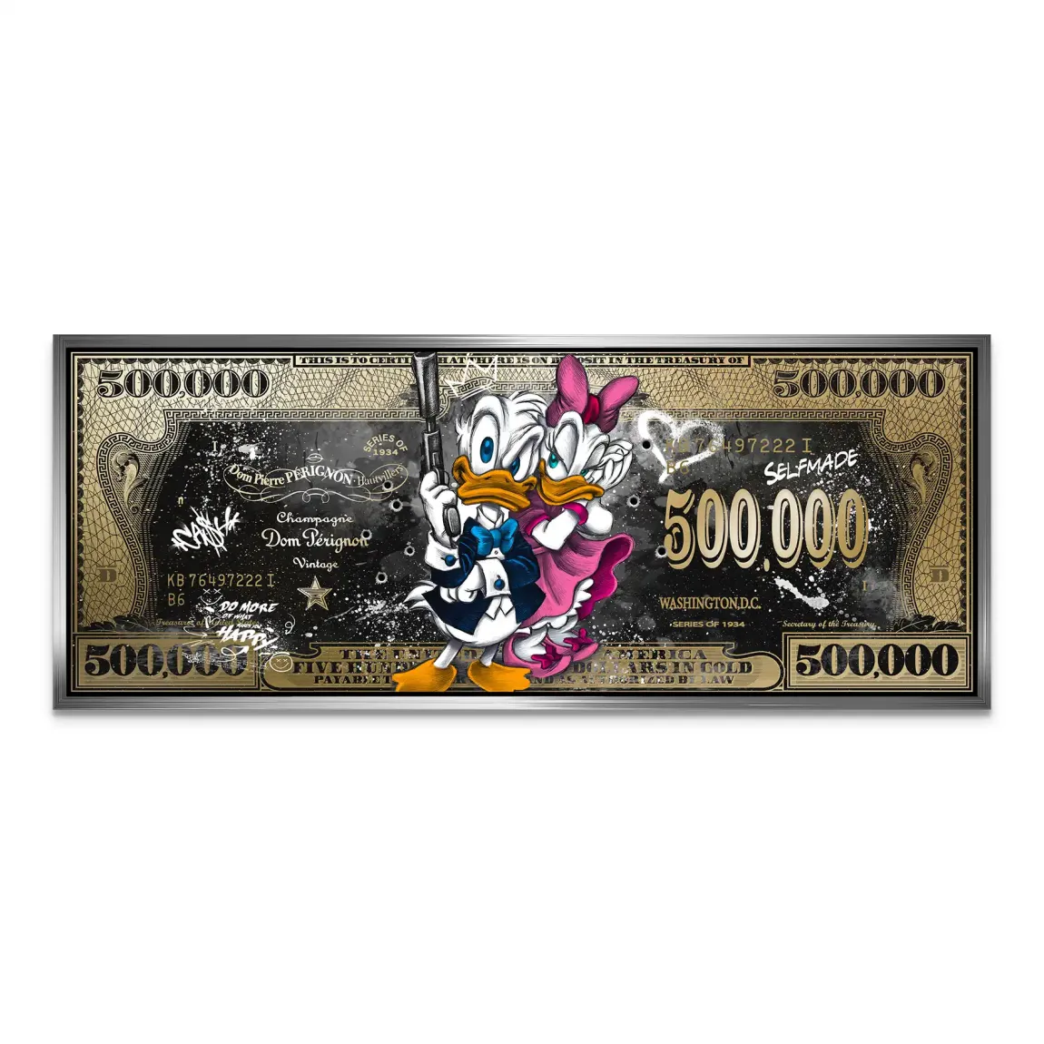 Donald & Daisy Duck Pop Art Dollar AluDibond Bild INGALERIE