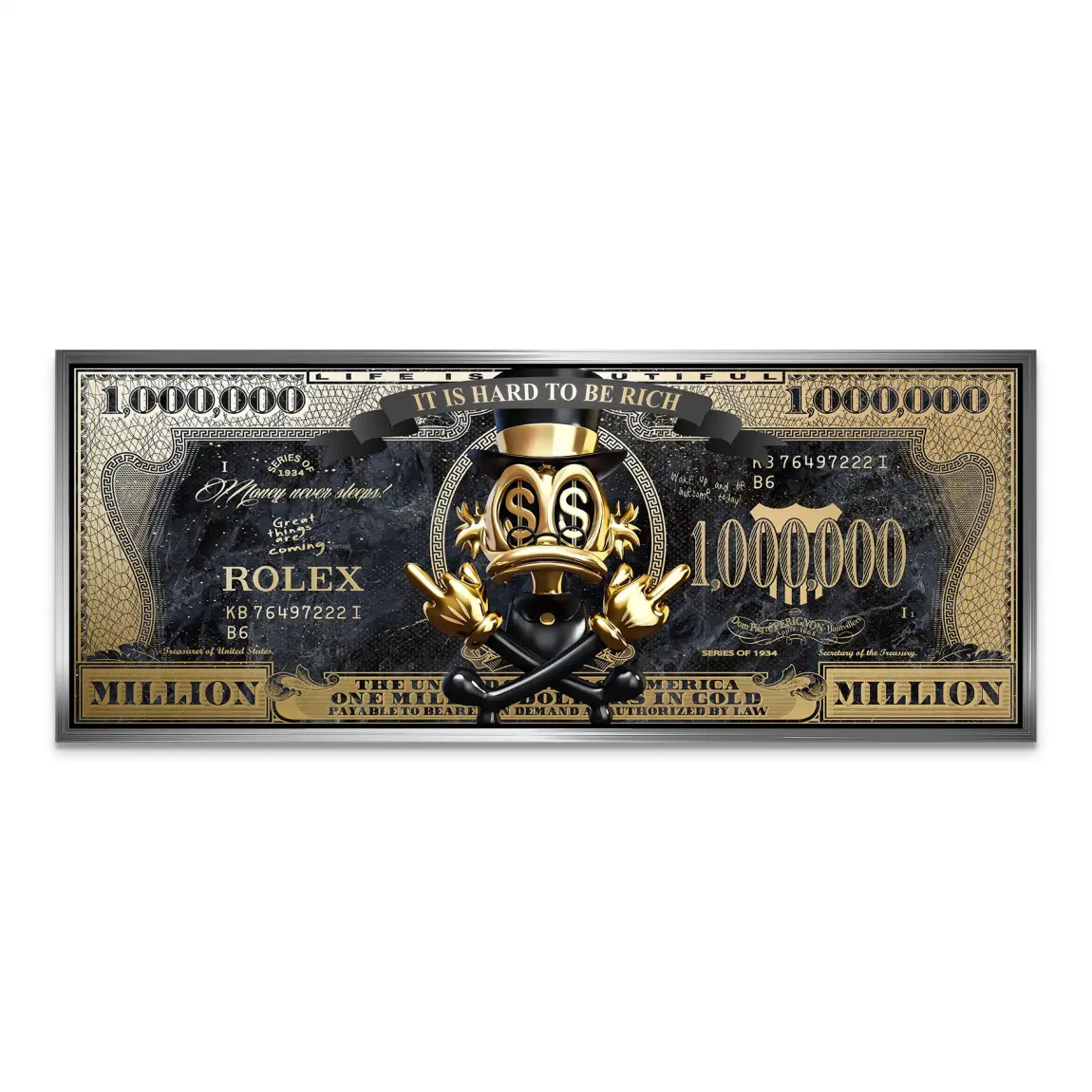 Dagobert Totenkopf Dollar AluDibond Bild INGALERIE
