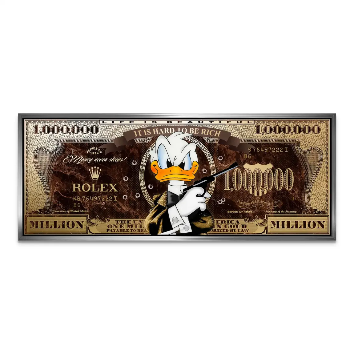 Donald Duck Rich State of Mind Pop Art AluDibond Bild INGALERIE