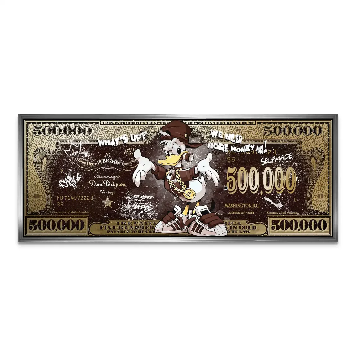 Donald Duck Whats Up Retro Dollar AluDibond Bild INGALERIE