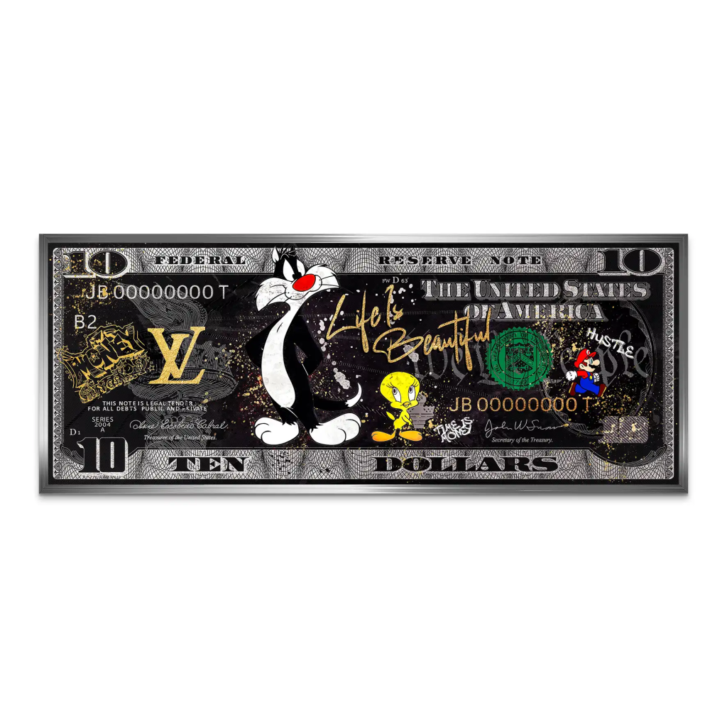 Tweety und Sylvester Hustle Dollar AluDibond Bild INGALERIE
